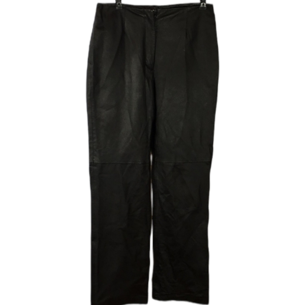 Vintage 💯% genuine leather high-rise black pants